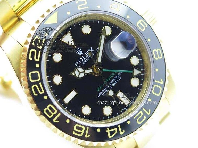 MiroTime 0116 RelaxedFit GMT-Master II 116718 LN Bp-Maker Best Edition YG Wrapped Bezel Black Dial On YG Bracelet ETA 3988